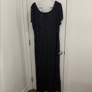 Pisarro Nights Dark Purple Beaded Maxi Dress Size 24W